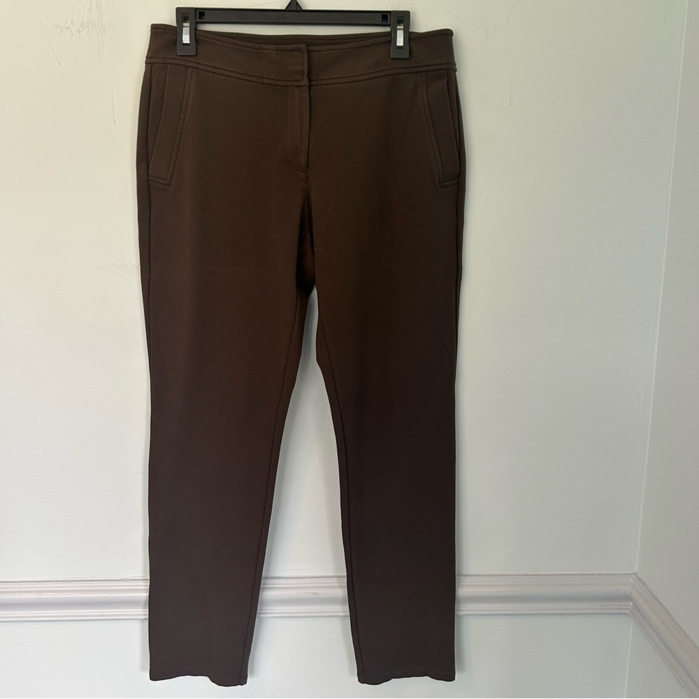 Eileen Fisher Brown Milano Viscose Knit Dress Pants Size Small